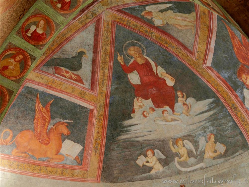Milan (Italy) - Frescoes of the vault of the left apse of the Church of San Cristoforo on the Naviglio